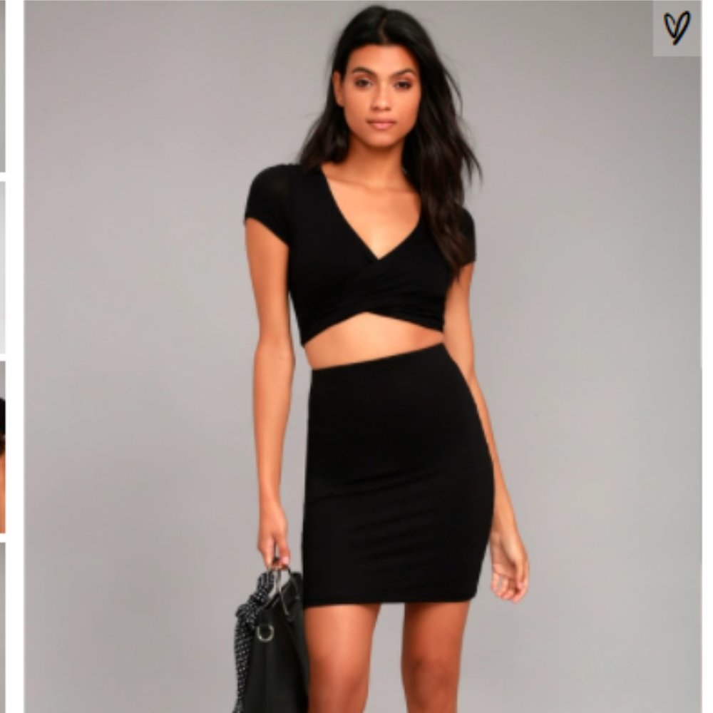 NWT Lulu's By Your Side Black Two-Piece Dress